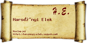 Harsányi Elek névjegykártya